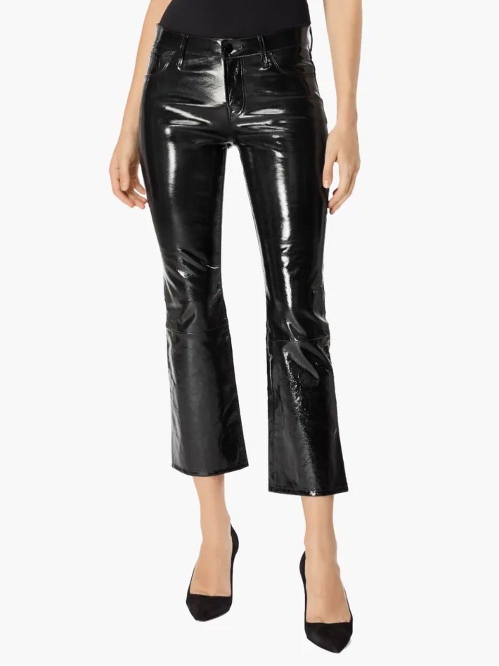 J Brand Selena Genuine Lamb Leather Black Crop Boot Pants NWT 30 Luxury Designer